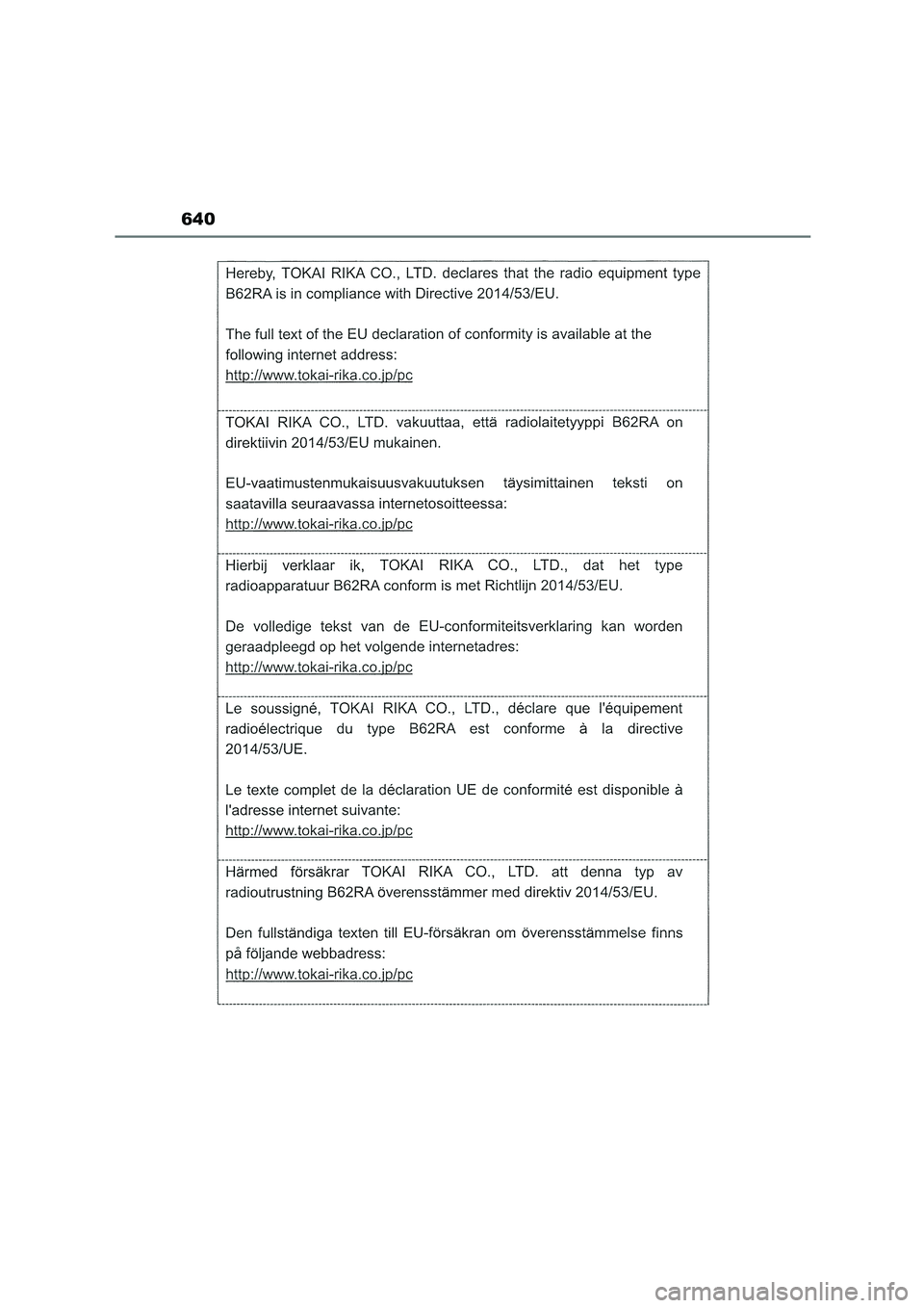 TOYOTA COROLLA HATCHBACK 2023  Manuale duso (in Italian) 640 