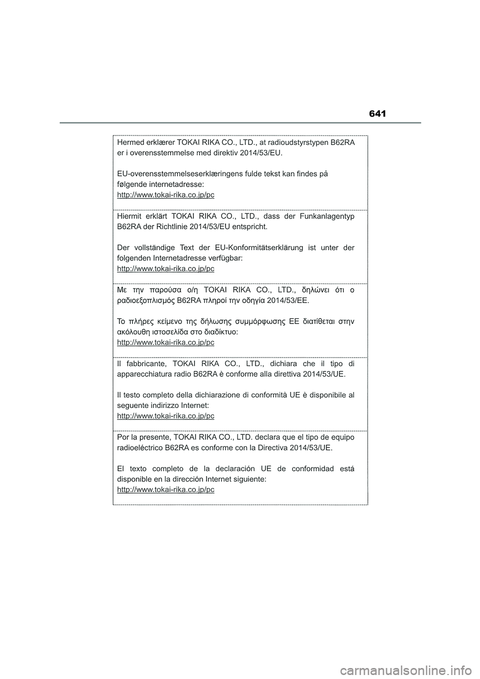 TOYOTA COROLLA HATCHBACK 2023  Manuale duso (in Italian) 641 