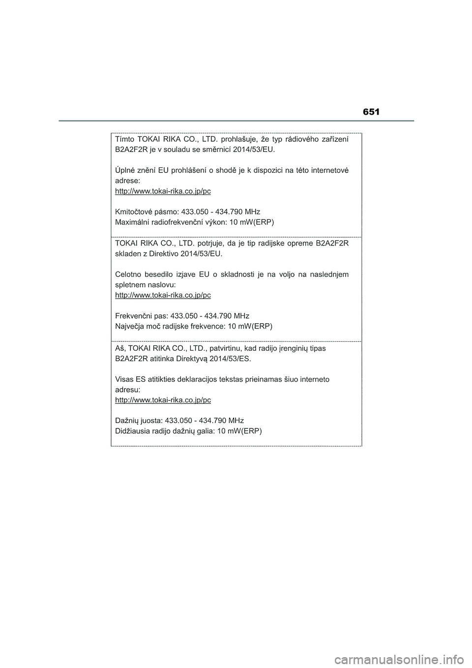 TOYOTA COROLLA HATCHBACK 2023  Manuale duso (in Italian) 651 
