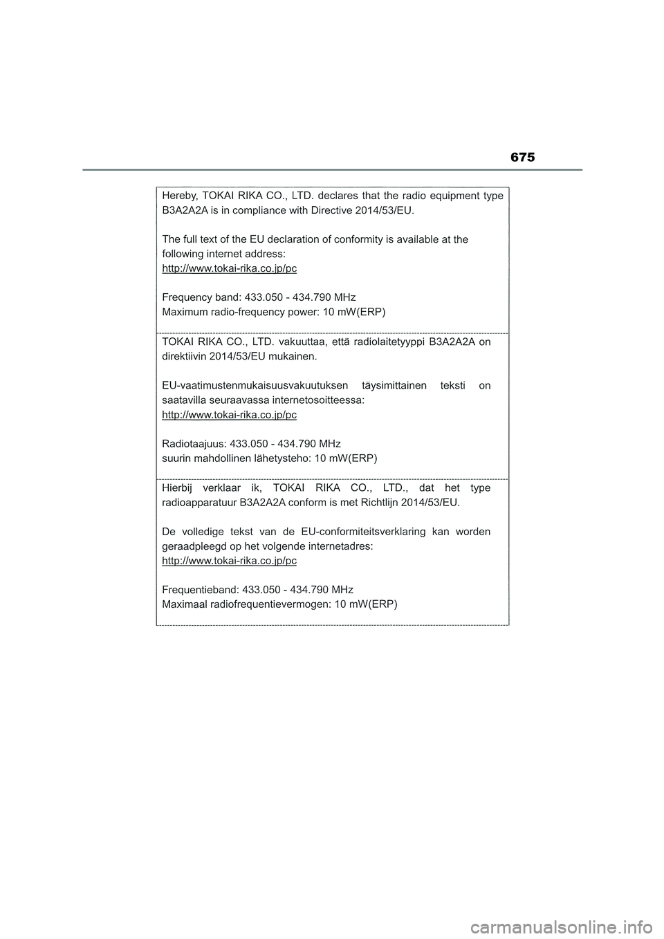 TOYOTA COROLLA HATCHBACK 2023  Manuale duso (in Italian) 675 