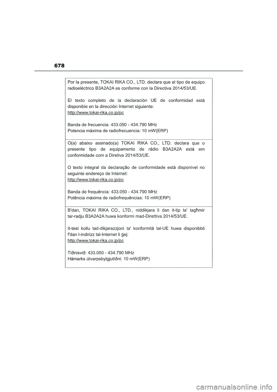 TOYOTA COROLLA HATCHBACK 2023  Manuale duso (in Italian) 678 