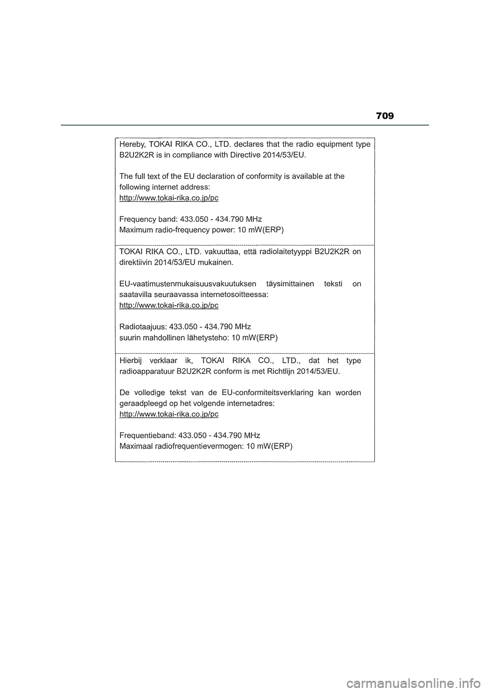 TOYOTA COROLLA HATCHBACK 2023  Manuale duso (in Italian) 709 