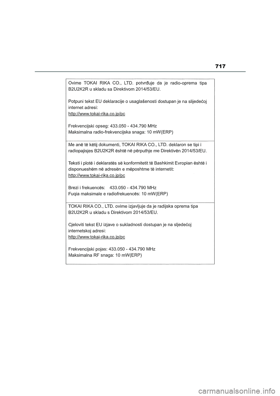 TOYOTA COROLLA HATCHBACK 2023  Manuale duso (in Italian) 717 