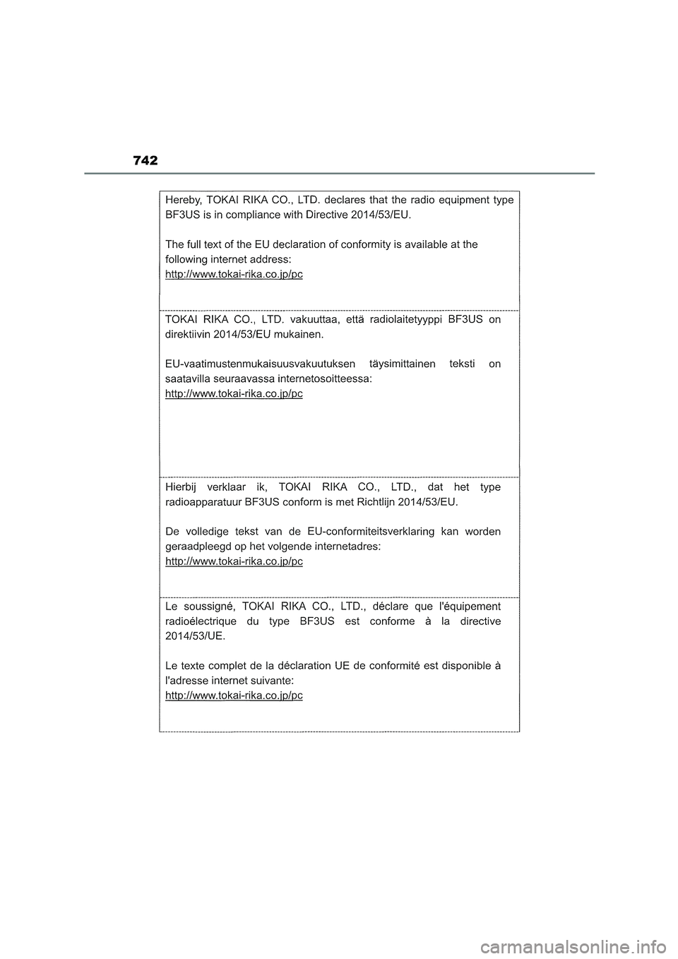 TOYOTA COROLLA HATCHBACK 2023  Manuale duso (in Italian) 742 