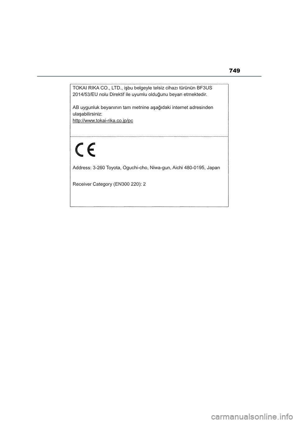 TOYOTA COROLLA HATCHBACK 2023  Manuale duso (in Italian) 749 