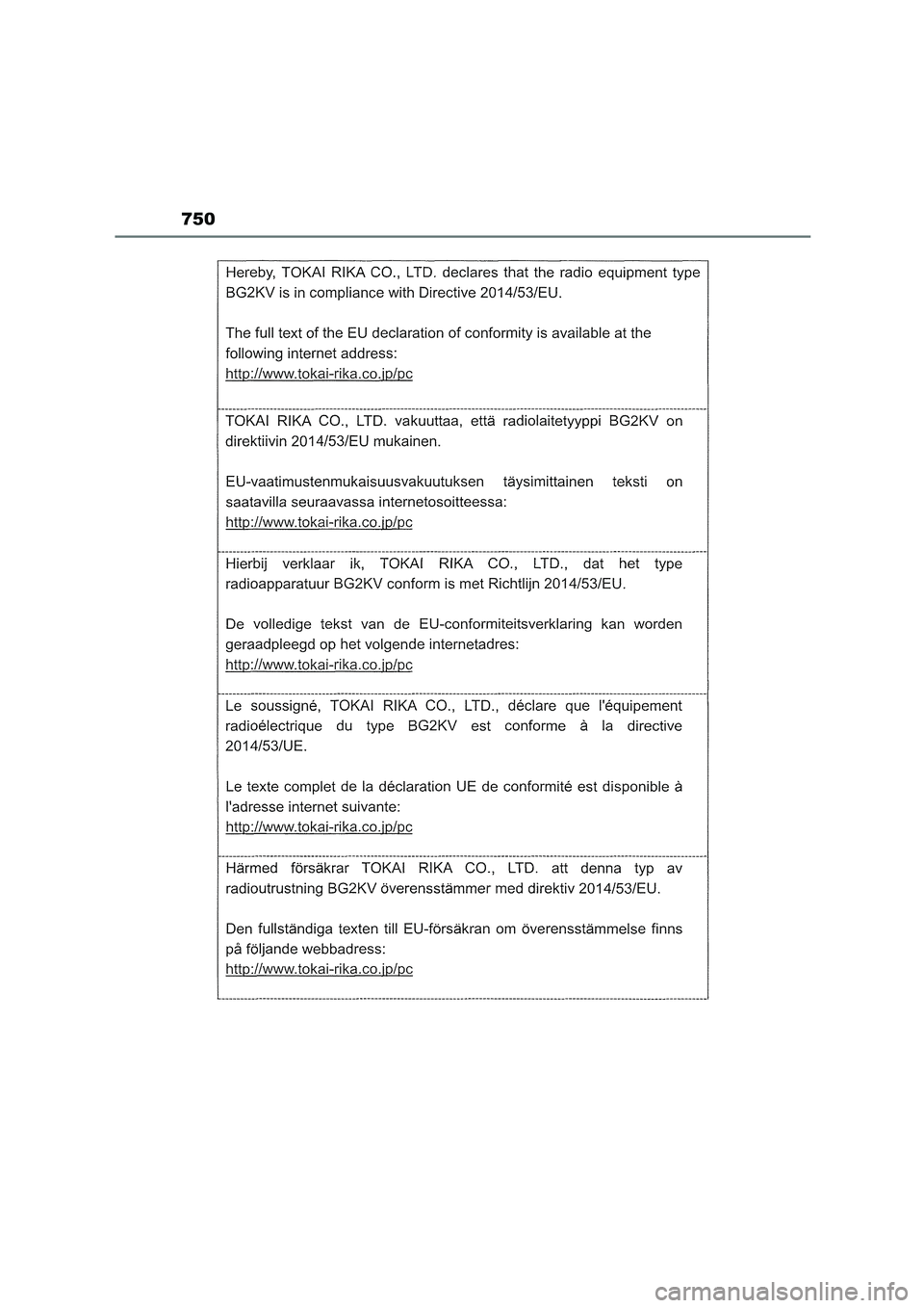 TOYOTA COROLLA HATCHBACK 2023  Manuale duso (in Italian) 750 