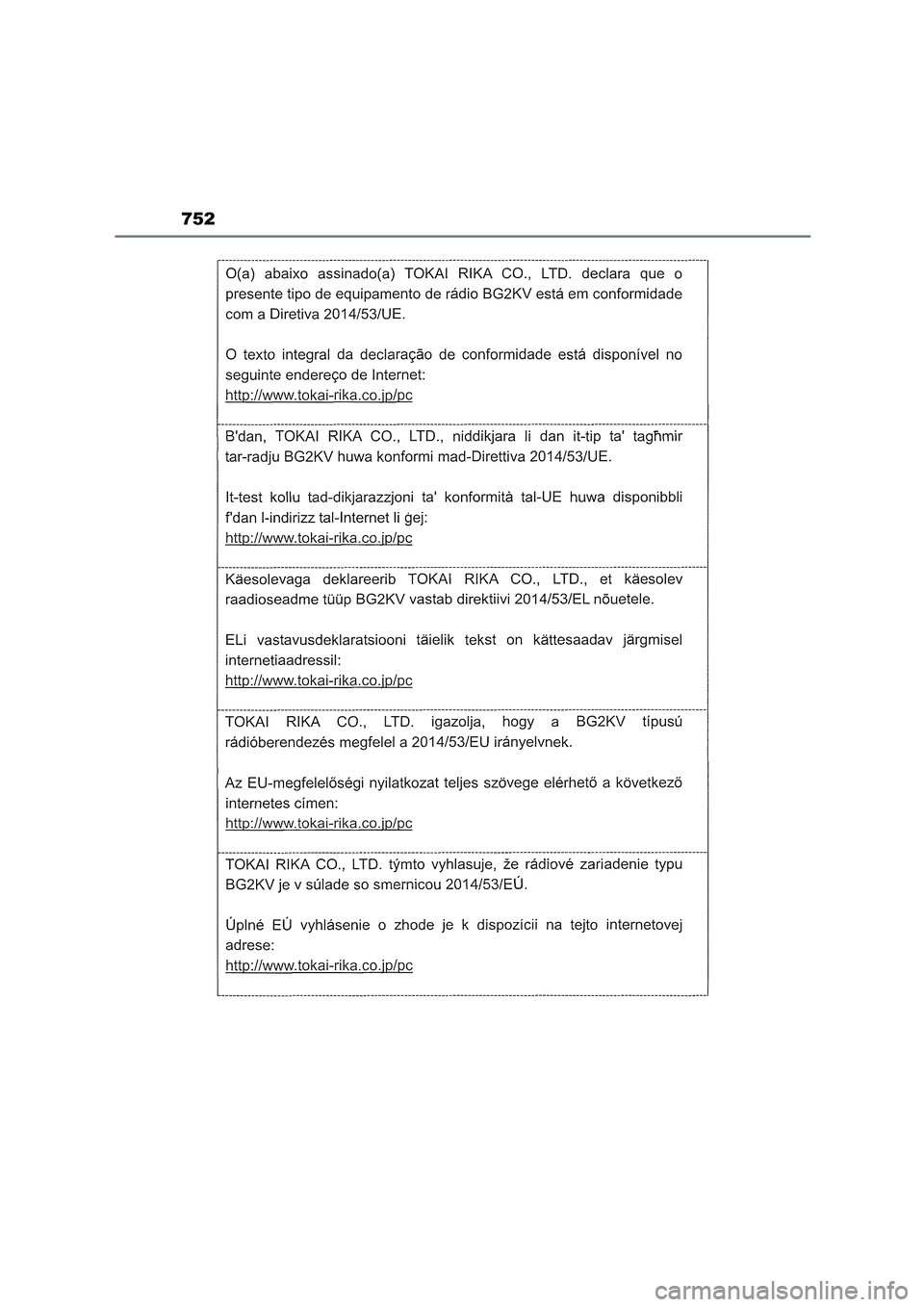 TOYOTA COROLLA HATCHBACK 2023  Manuale duso (in Italian) 752 