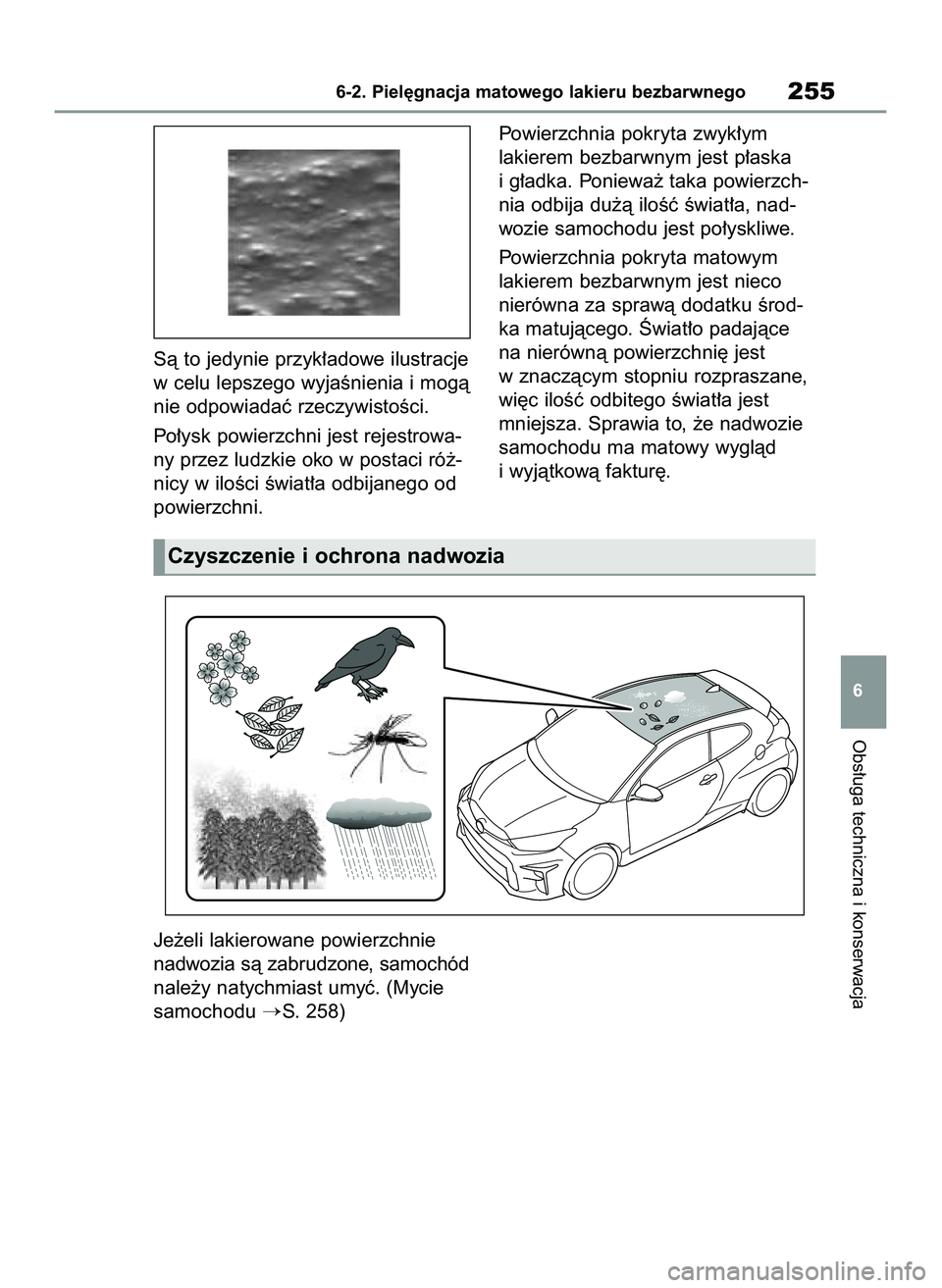 TOYOTA GR YARIS 2021  Instrukcja obsługi (in Polish) Sà to jedynie przyk∏adowe ilustracje
w celu lepszego wyjaÊnienia i mogà
nie odpowiadaç rzeczywistoÊci.
Po∏ysk powierzchni jest rejestrowa-
ny przez ludzkie oko w postaci ró˝-
nicy w iloÊci