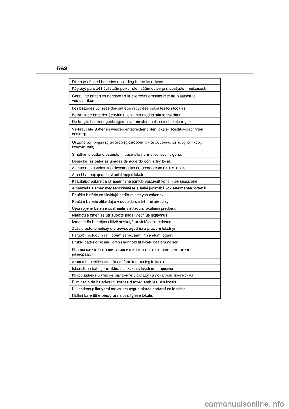 TOYOTA HIGHLANDER 2023  Manual del propietario (in Spanish) 562 