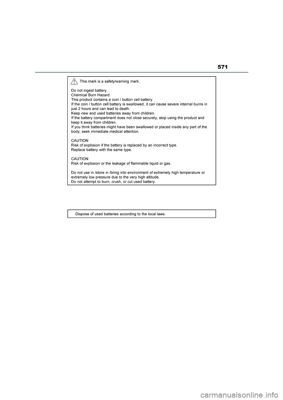 TOYOTA HIGHLANDER 2023  Manual del propietario (in Spanish) 571 