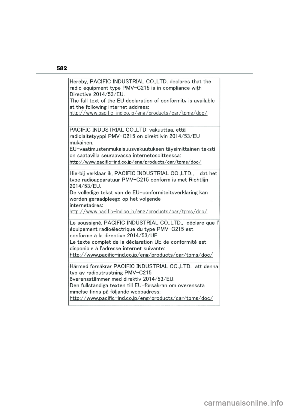 TOYOTA HIGHLANDER 2023  Manual del propietario (in Spanish) 582 