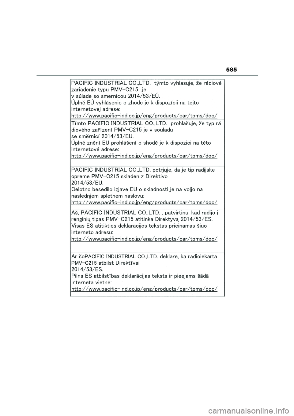 TOYOTA HIGHLANDER 2023  Manual del propietario (in Spanish) 585 