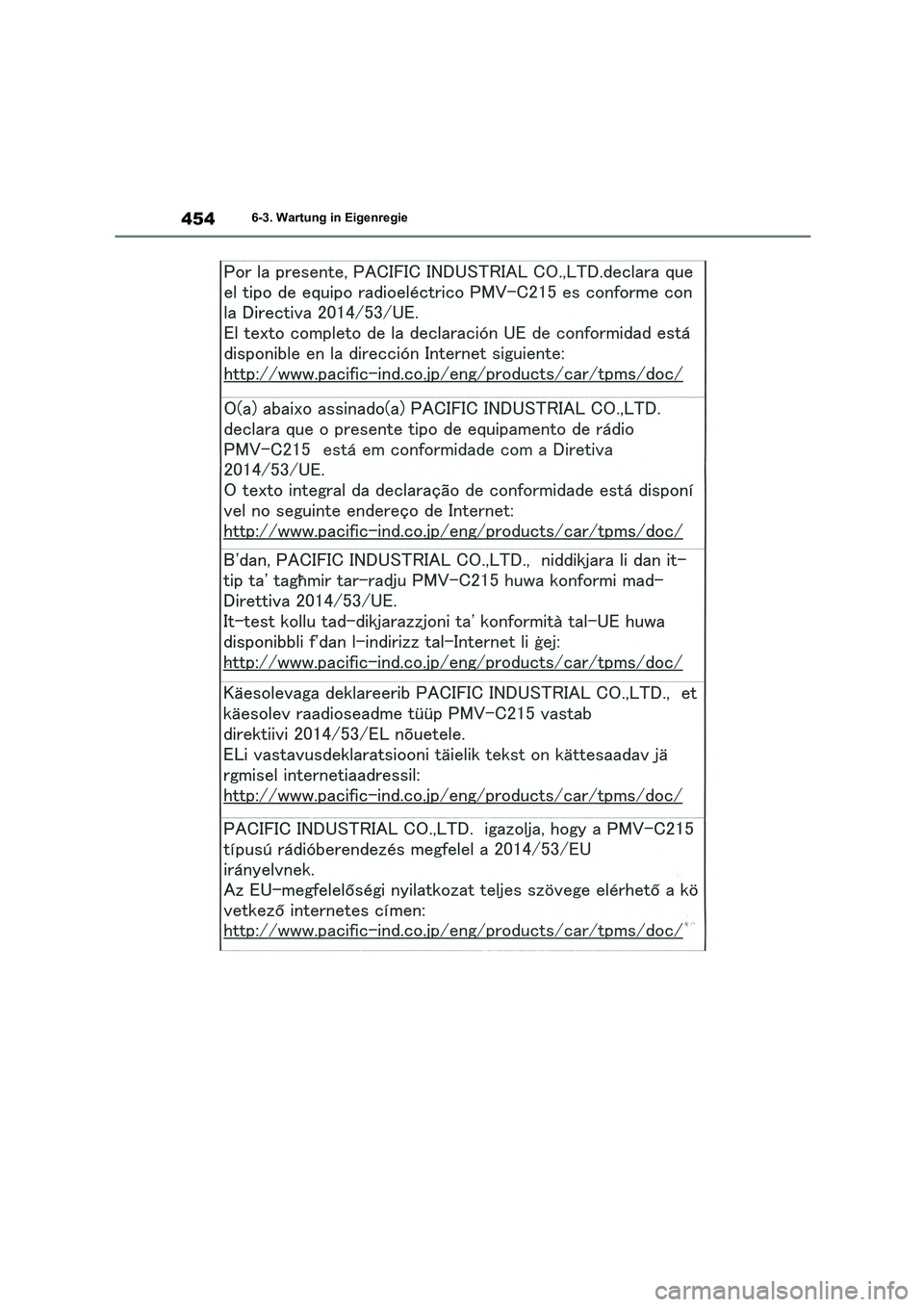 TOYOTA HIGHLANDER 2022  Betriebsanleitungen (in German) 4546-3. Wartung in Eigenregie 