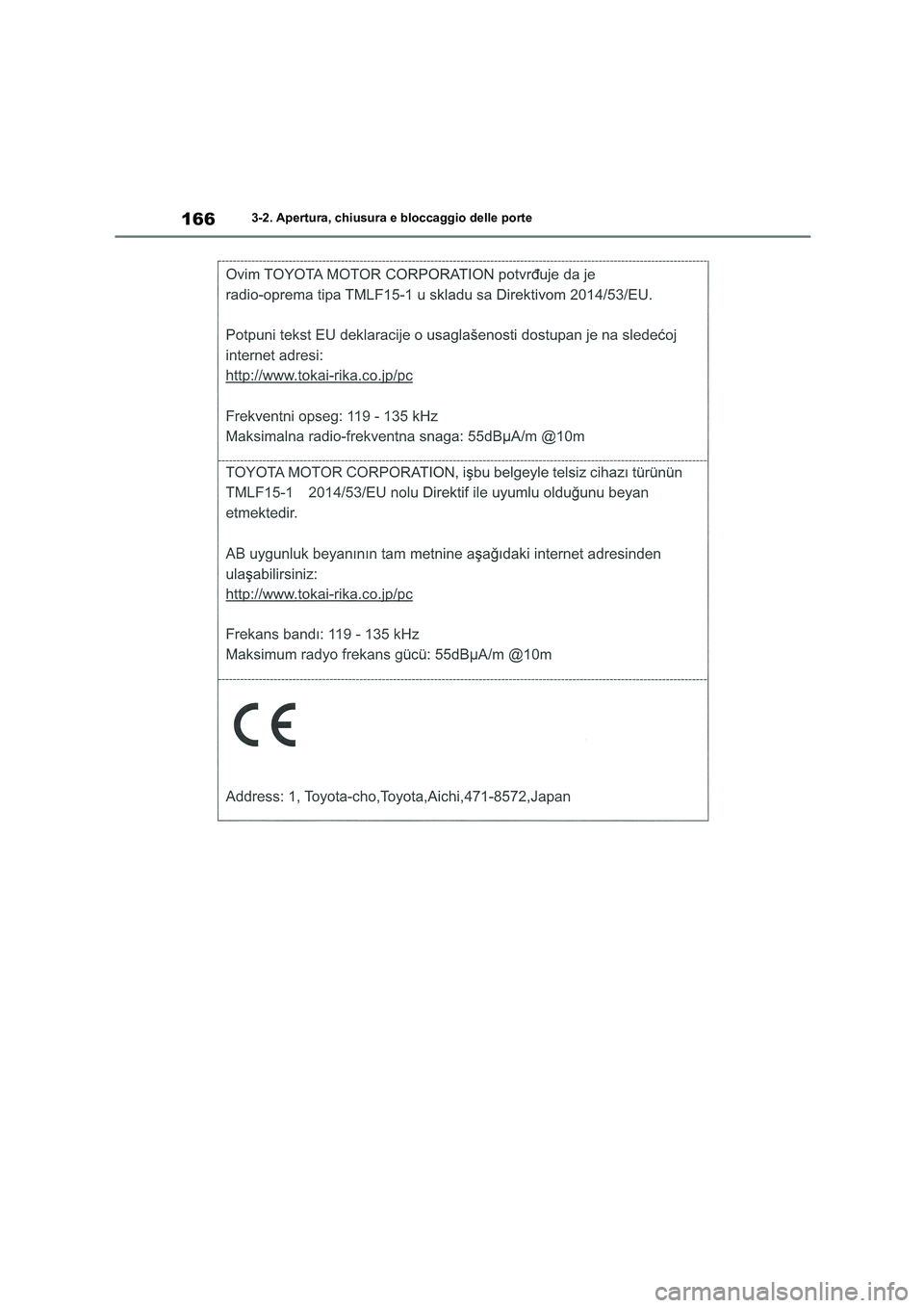 TOYOTA HIGHLANDER 2021  Manuale duso (in Italian) 1663-2. Apertura, chiusura e bloccaggio delle porte 