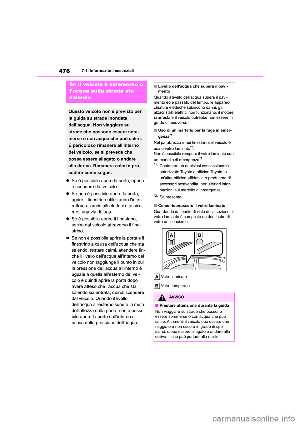 TOYOTA HIGHLANDER 2021 Manuale duso (in Italian) 4767-1. Informazioni essenziali
Se è possibile aprire la porta, aprirla
e scendere dal veicolo.
Se non è possibile aprire la porta,
aprire il finestrino utilizzando linter-
ruttore alza TOYOTA HIGHLANDER 2021 Manuale duso (in Italian) 4767-1. Informazioni essenziali
Se è possibile aprire la porta, aprirla
e scendere dal veicolo.
Se non è possibile aprire la porta,
aprire il finestrino utilizzando linter-
ruttore alza