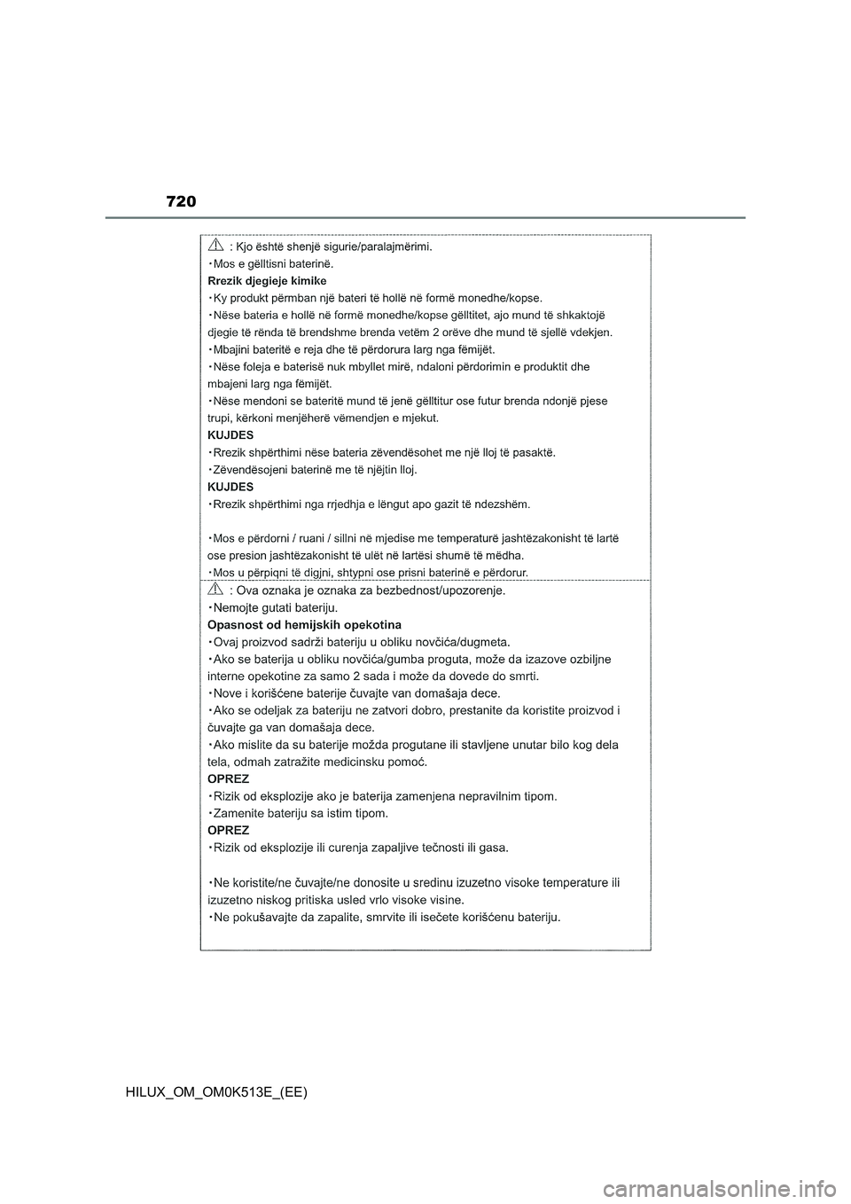 TOYOTA HILUX 2022  Owners Manual 720
HILUX_OM_OM0K513E_(EE) 