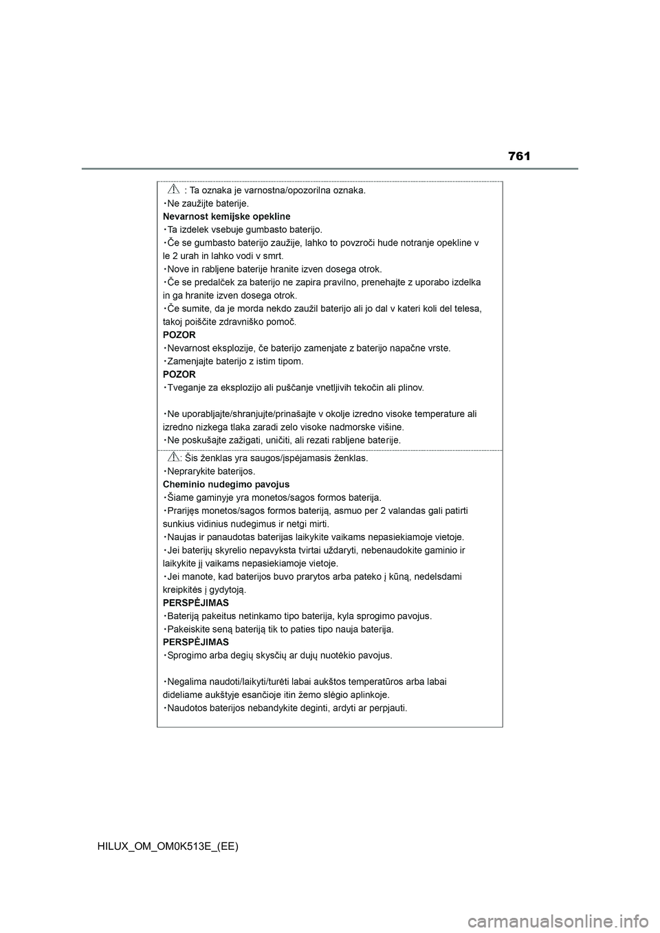 TOYOTA HILUX 2022  Owners Manual 761
HILUX_OM_OM0K513E_(EE) 