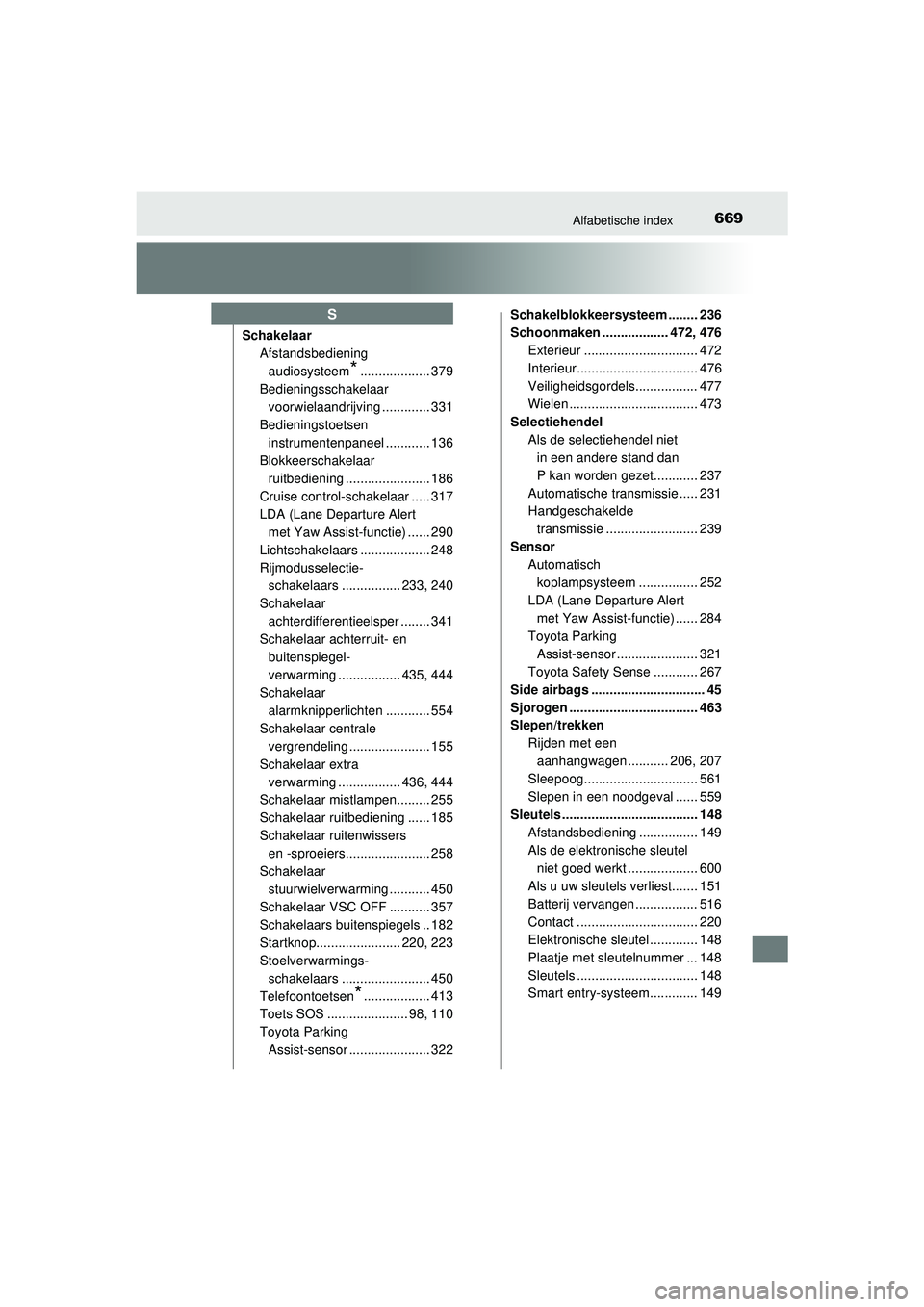 TOYOTA HILUX 2022  Instructieboekje (in Dutch) 669Alfabetische index
HILUX_OM_OM0K513E_(EE)Schakelaar
Afstandsbediening 
audiosysteem
*................... 379
Bedieningsschakelaar  voorwielaandrijving ............. 331
Bedieningstoetsen  instrumen