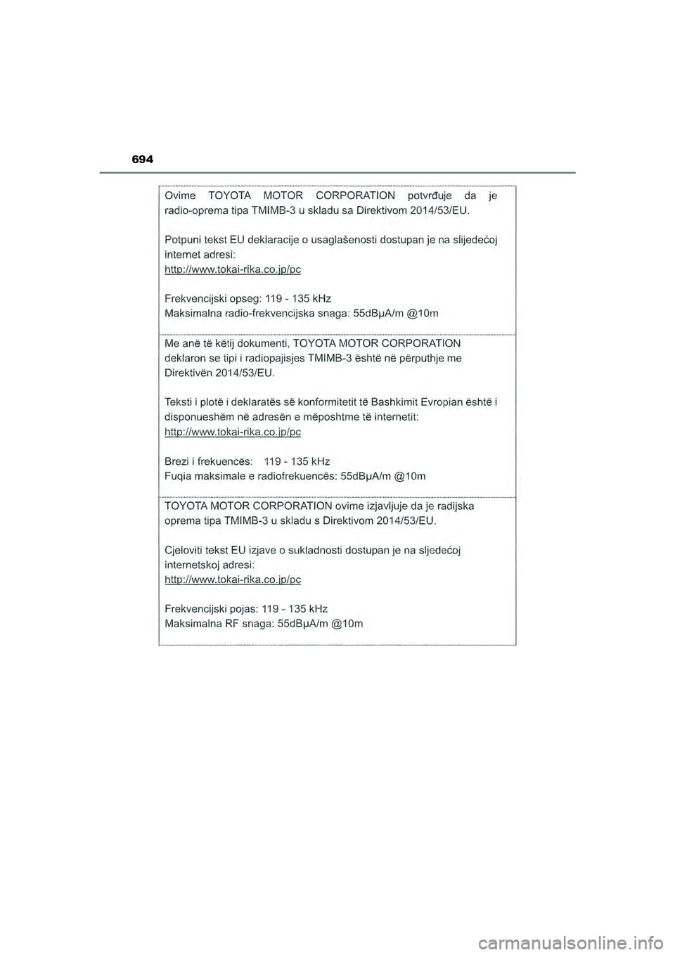 TOYOTA HILUX 2022  Instructieboekje (in Dutch) 694
HILUX_OM_OM0K513E_(EE)
HILUX_OM_OM0K513E_(EE).book  Page 694  Wednesday, May 26, 2021  11:09 AM 