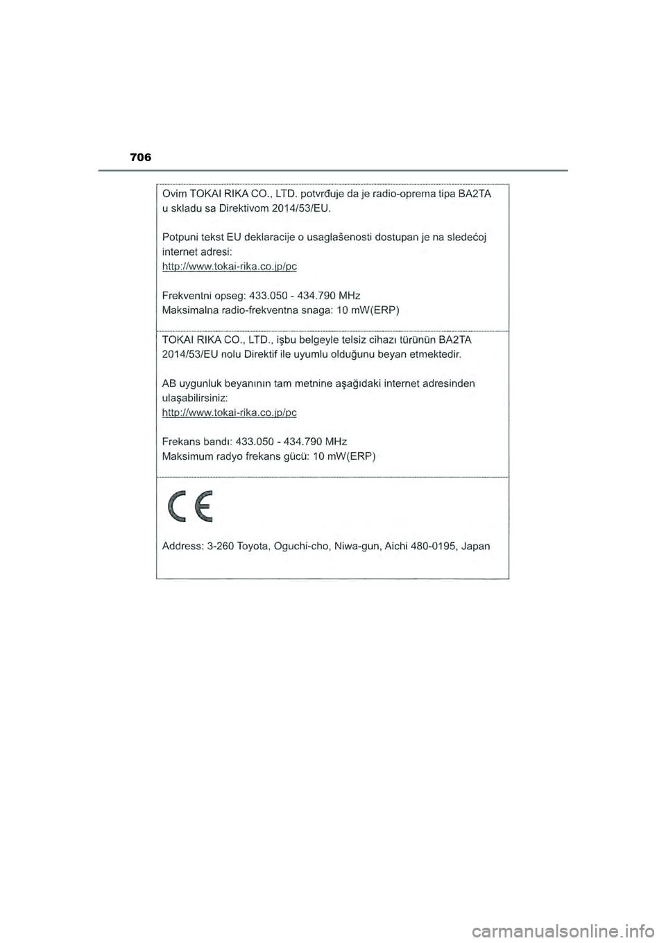 TOYOTA HILUX 2022  Instructieboekje (in Dutch) 706
HILUX_OM_OM0K513E_(EE)
HILUX_OM_OM0K513E_(EE).book  Page 706  Wednesday, May 26, 2021  11:09 AM 