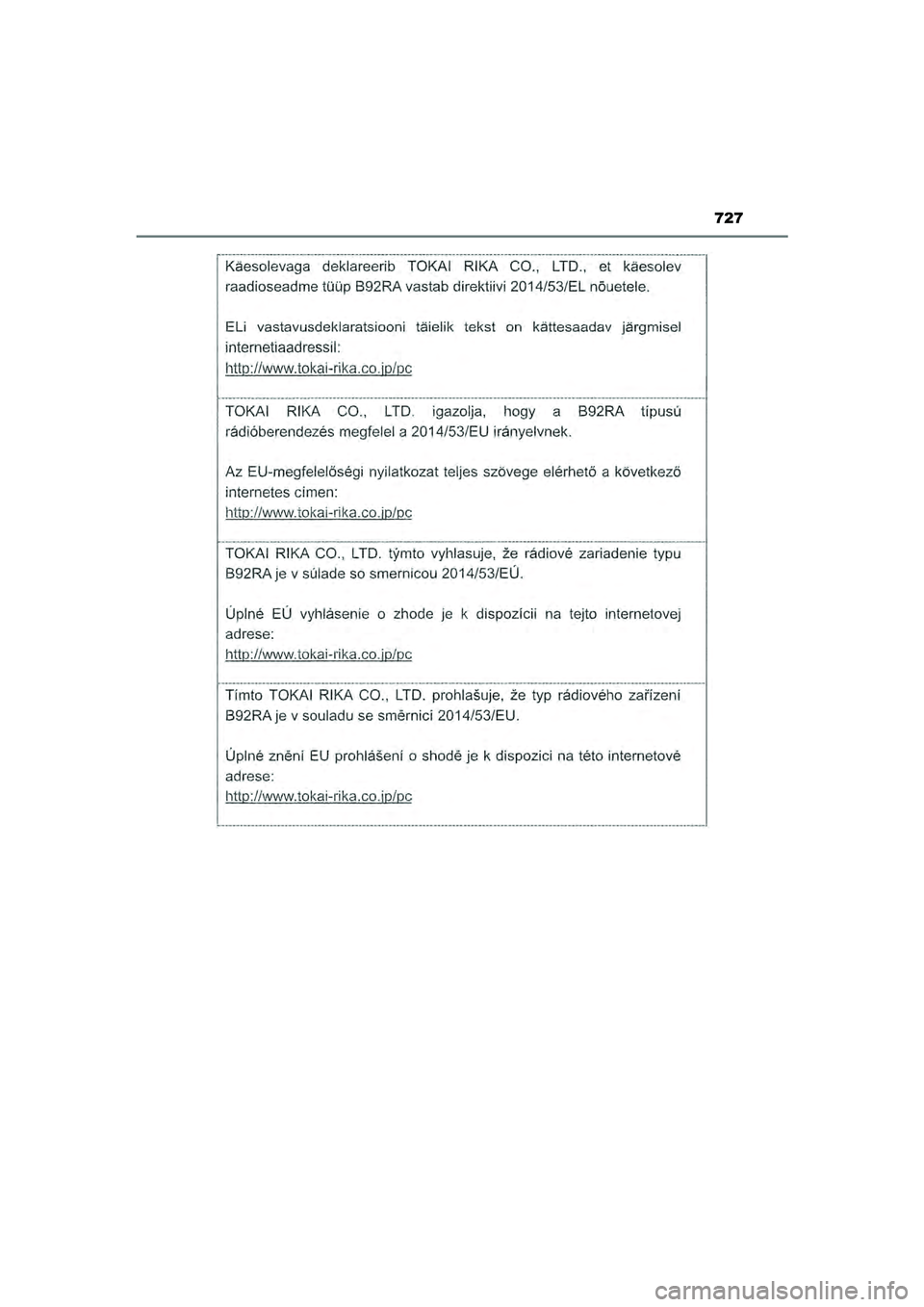 TOYOTA HILUX 2022  Instructieboekje (in Dutch) 727
HILUX_OM_OM0K513E_(EE)
HILUX_OM_OM0K513E_(EE).book  Page 727  Wednesday, May 26, 2021  11:09 AM 