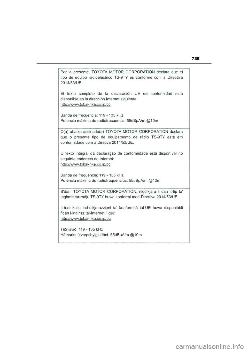 TOYOTA HILUX 2022  Instructieboekje (in Dutch) 735
HILUX_OM_OM0K513E_(EE)
HILUX_OM_OM0K513E_(EE).book  Page 735  Wednesday, May 26, 2021  11:09 AM 