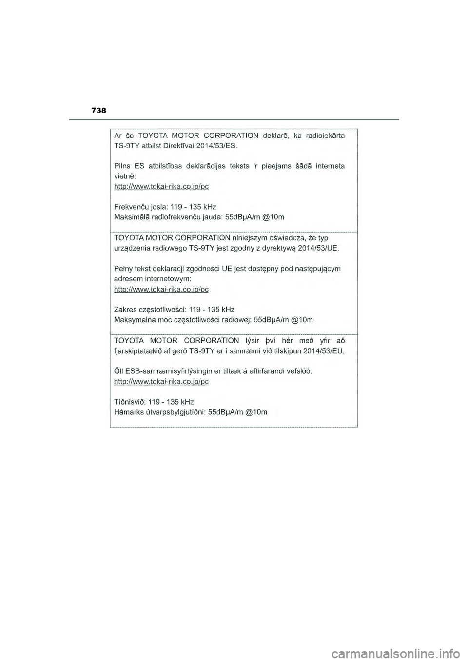 TOYOTA HILUX 2022  Instructieboekje (in Dutch) 738
HILUX_OM_OM0K513E_(EE)
HILUX_OM_OM0K513E_(EE).book  Page 738  Wednesday, May 26, 2021  11:09 AM 