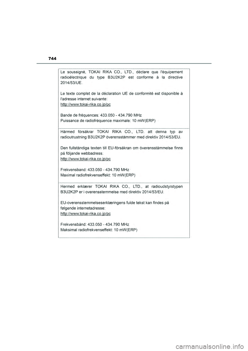 TOYOTA HILUX 2022  Instructieboekje (in Dutch) 744
HILUX_OM_OM0K513E_(EE)
HILUX_OM_OM0K513E_(EE).book  Page 744  Wednesday, May 26, 2021  11:09 AM 