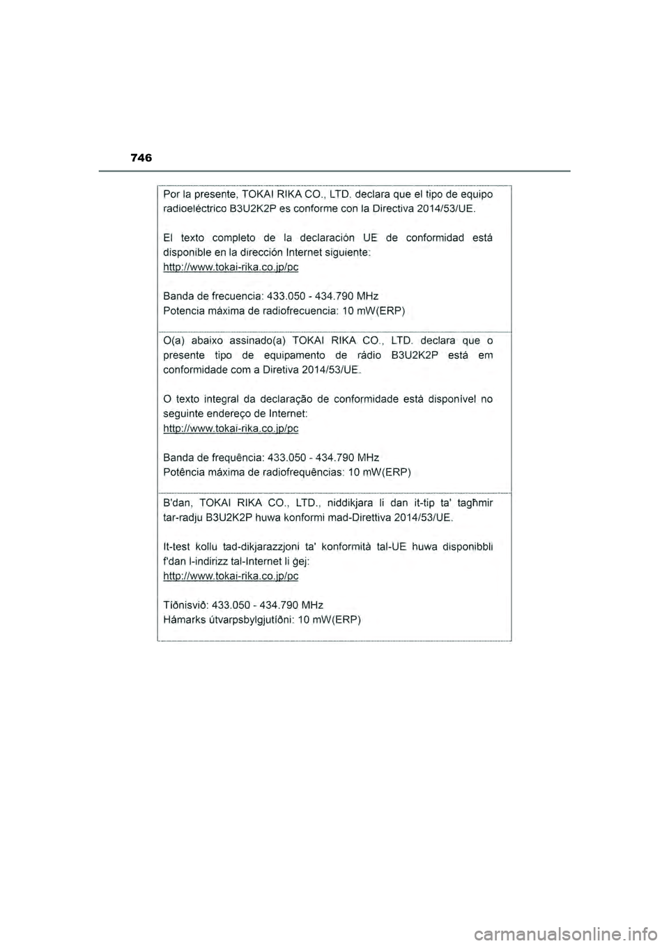 TOYOTA HILUX 2022  Instructieboekje (in Dutch) 746
HILUX_OM_OM0K513E_(EE)
HILUX_OM_OM0K513E_(EE).book  Page 746  Wednesday, May 26, 2021  11:09 AM 