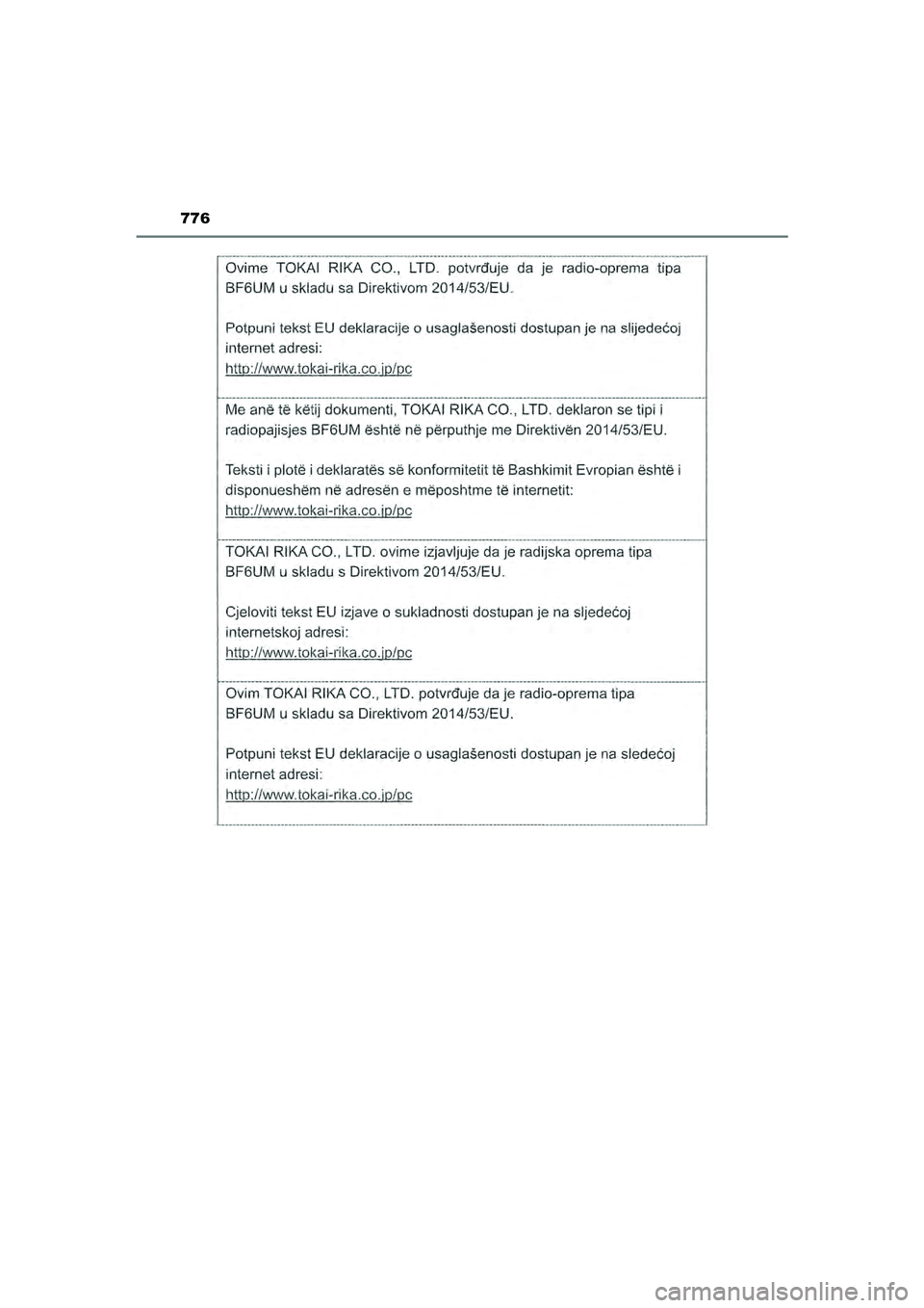 TOYOTA HILUX 2022  Instructieboekje (in Dutch) 776
HILUX_OM_OM0K513E_(EE)
HILUX_OM_OM0K513E_(EE).book  Page 776  Wednesday, May 26, 2021  11:09 AM 