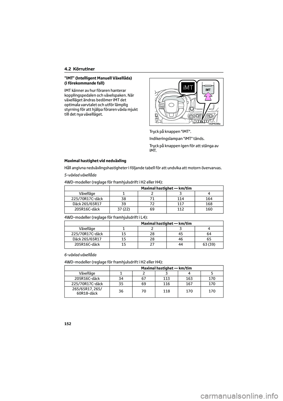 TOYOTA HILUX 2022  Bruksanvisningar (in Swedish) ”iMT” (Intelligent Manuell Växellåda)
(i förekommande fall)
iMT känner av hur föraren hanterar
kopplingspedalen och växelspaken. När
växelläget ändras bedömer iMT det
optimala varvtalet