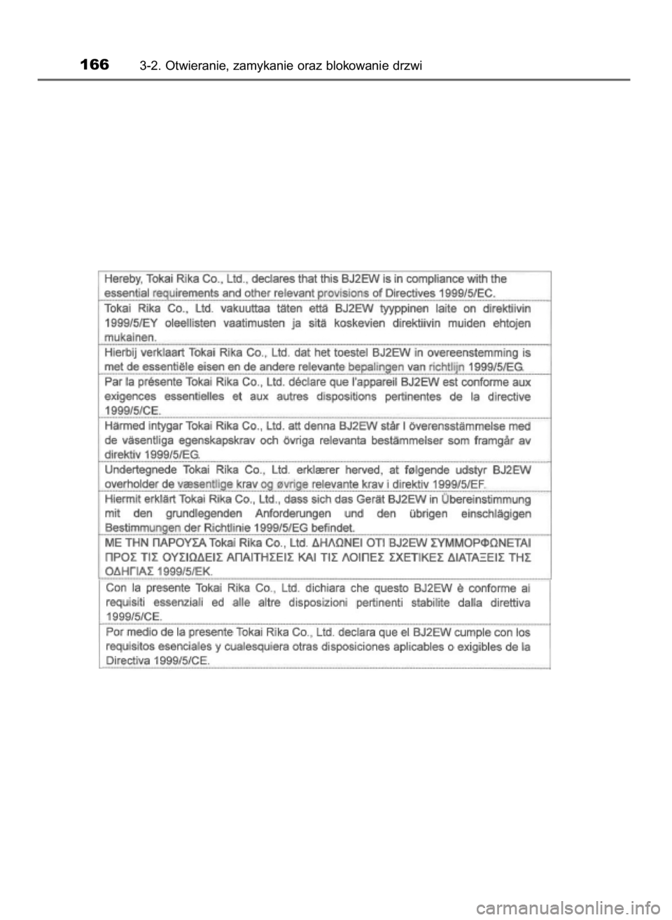 TOYOTA LAND CRUISER 2016  Instrukcja obsługi (in Polish) 1663-2. Otwieranie, zamykanie oraz blokowanie drzwi
48 LC200 V8 OM60M95E  27/9/16  14:15  Page 166    (Black plate) 