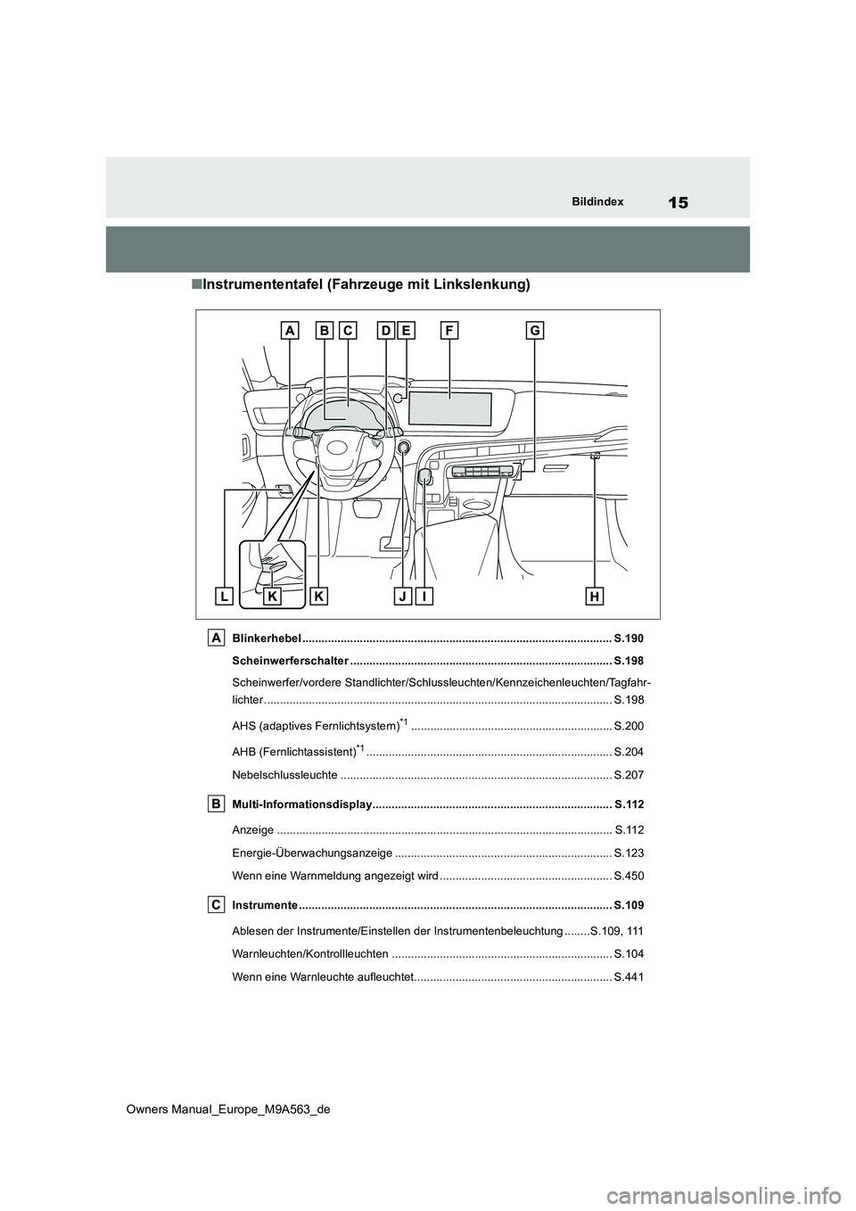 TOYOTA MIRAI 2023 Betriebsanleitungen (in German) 15
Owners Manual_Europe_M9A563_de
Bildindex
■Instrumententafel (Fahrzeuge mit Linkslenkung)
Blinkerhebel ............................................................................................. TOYOTA MIRAI 2023 Betriebsanleitungen (in German) 15
Owners Manual_Europe_M9A563_de
Bildindex
■Instrumententafel (Fahrzeuge mit Linkslenkung)
Blinkerhebel .............................................................................................