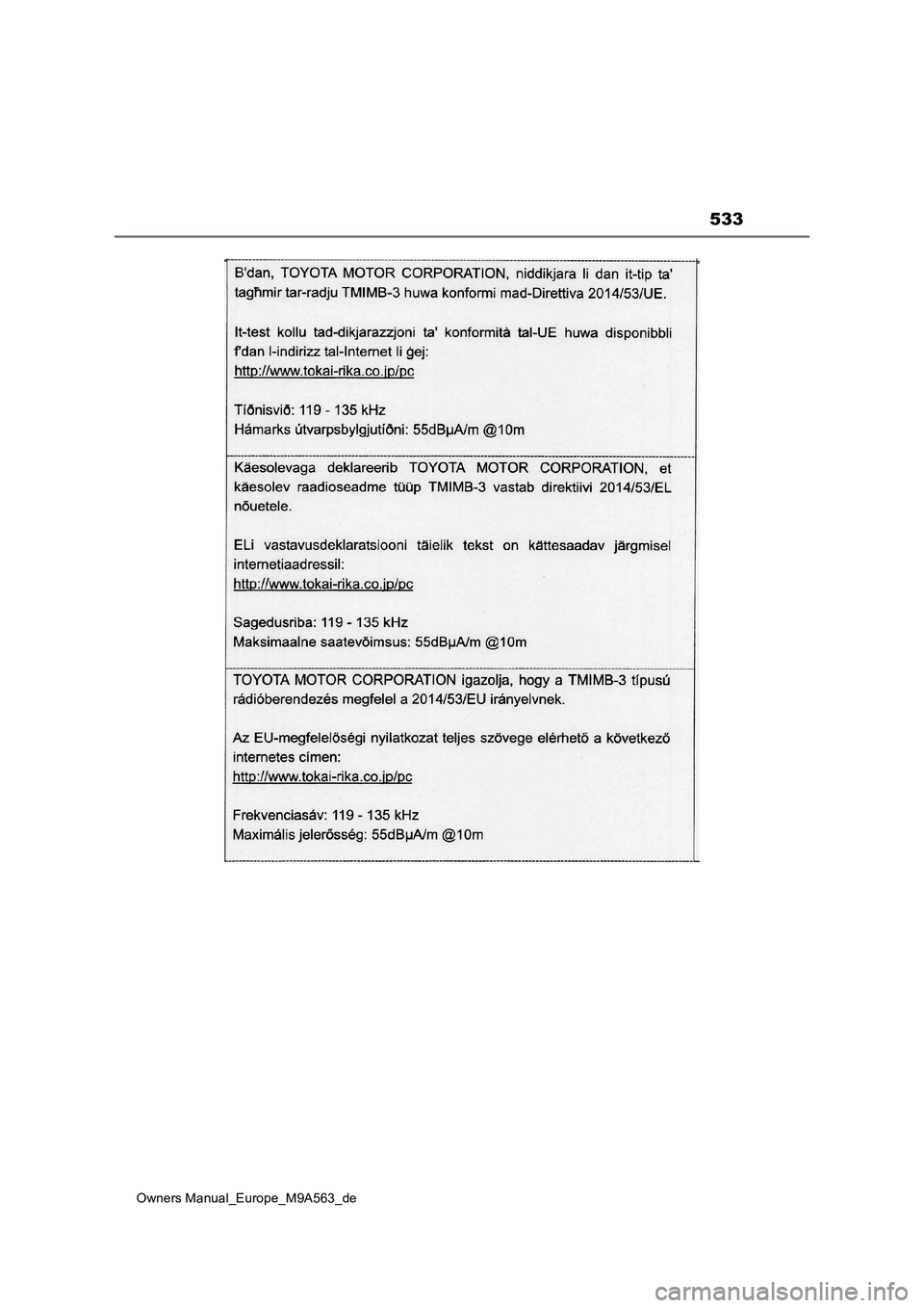 TOYOTA MIRAI 2023  Betriebsanleitungen (in German) 533
Owners Manual_Europe_M9A563_de 