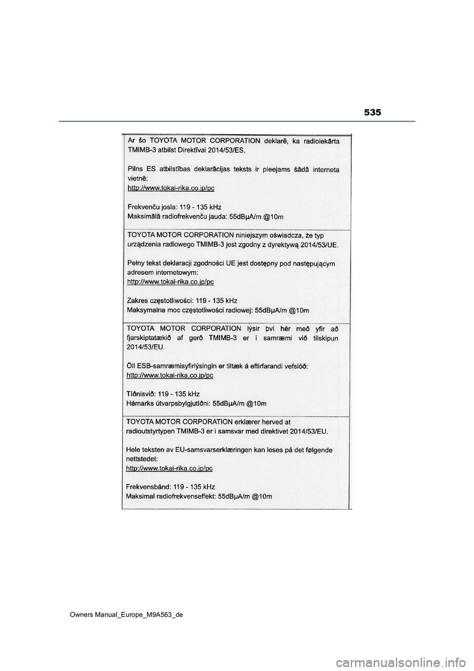 TOYOTA MIRAI 2023  Betriebsanleitungen (in German) 535
Owners Manual_Europe_M9A563_de 