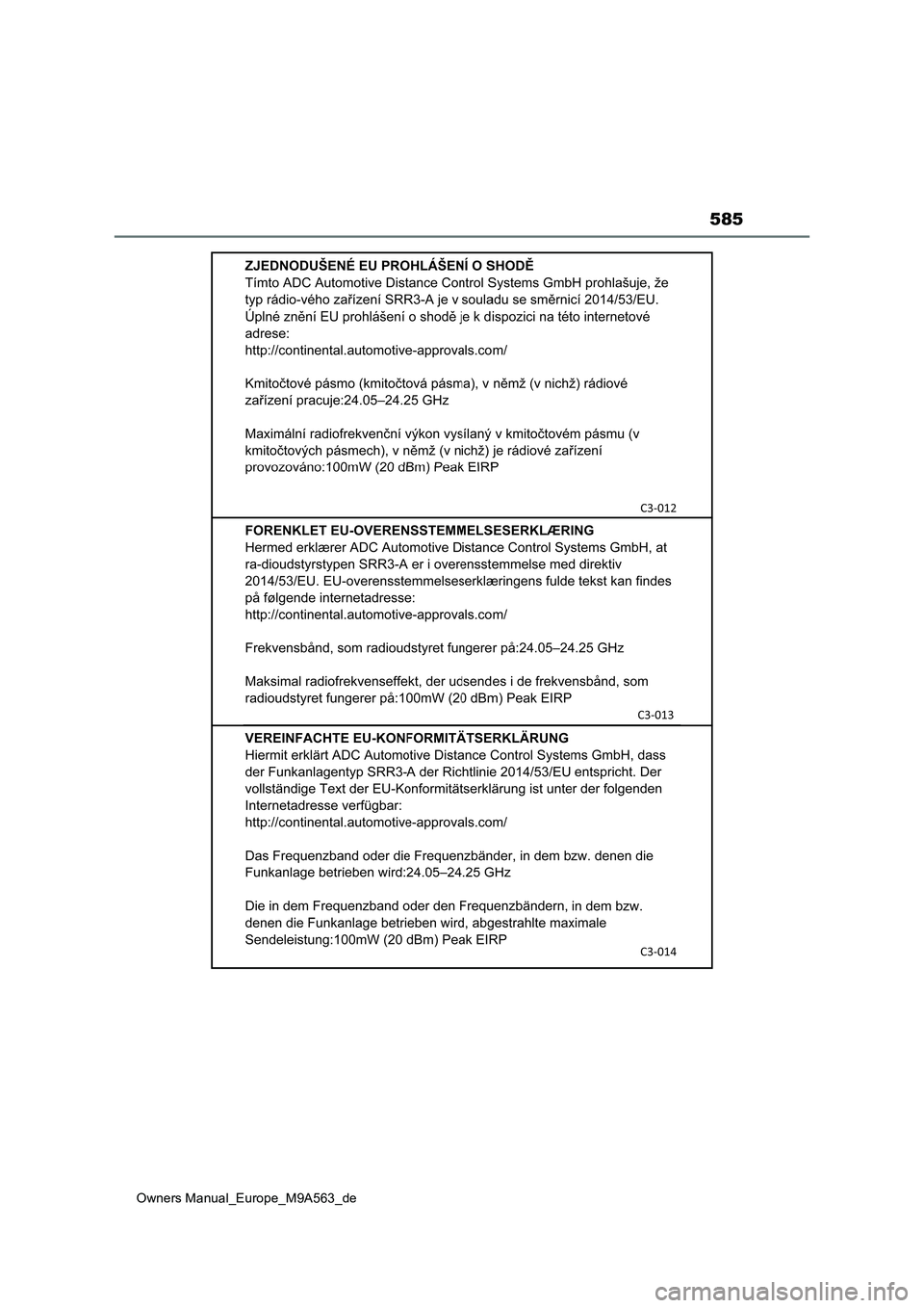 TOYOTA MIRAI 2023  Betriebsanleitungen (in German) 585
Owners Manual_Europe_M9A563_de 