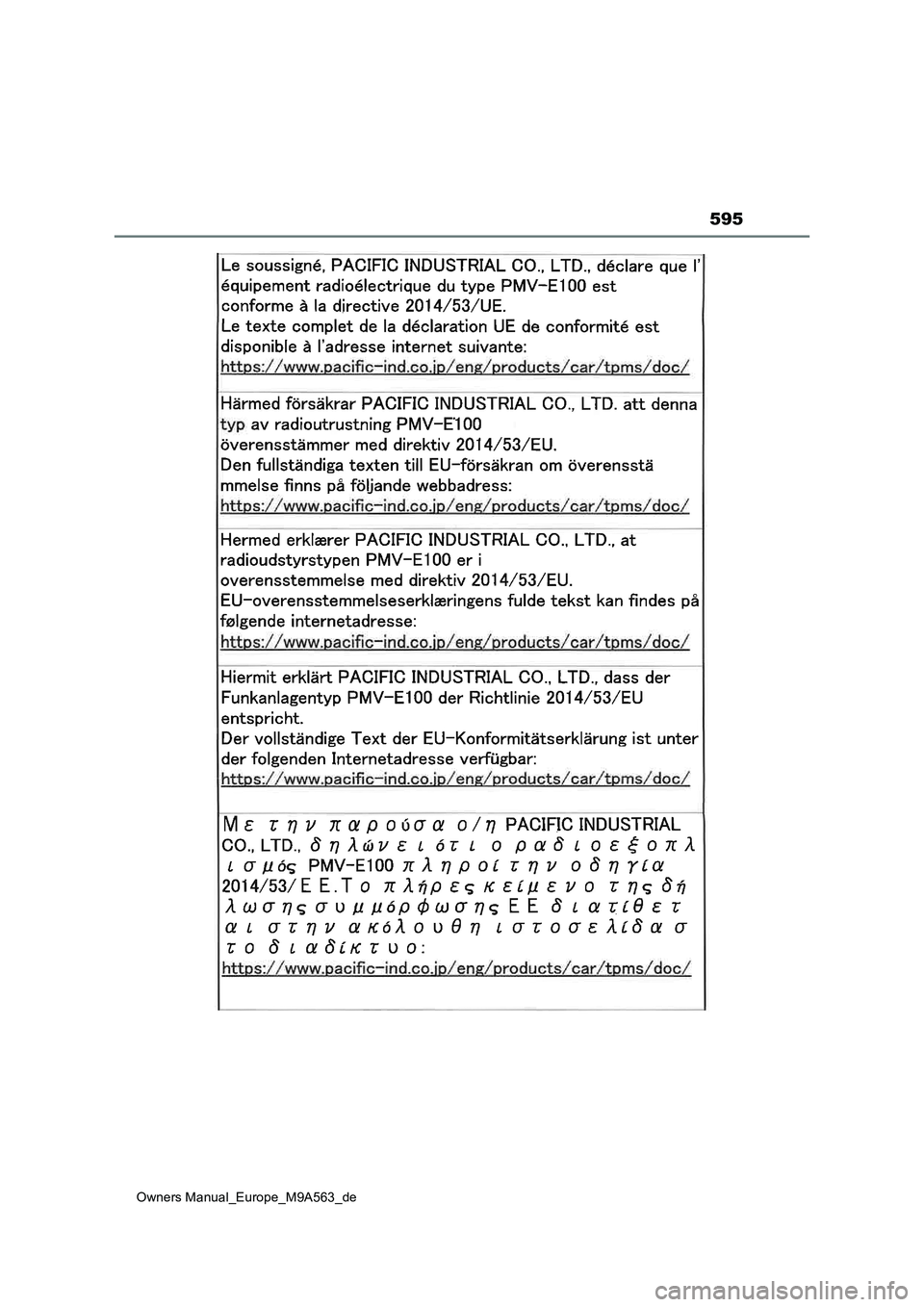 TOYOTA MIRAI 2023  Betriebsanleitungen (in German) 595
Owners Manual_Europe_M9A563_de 