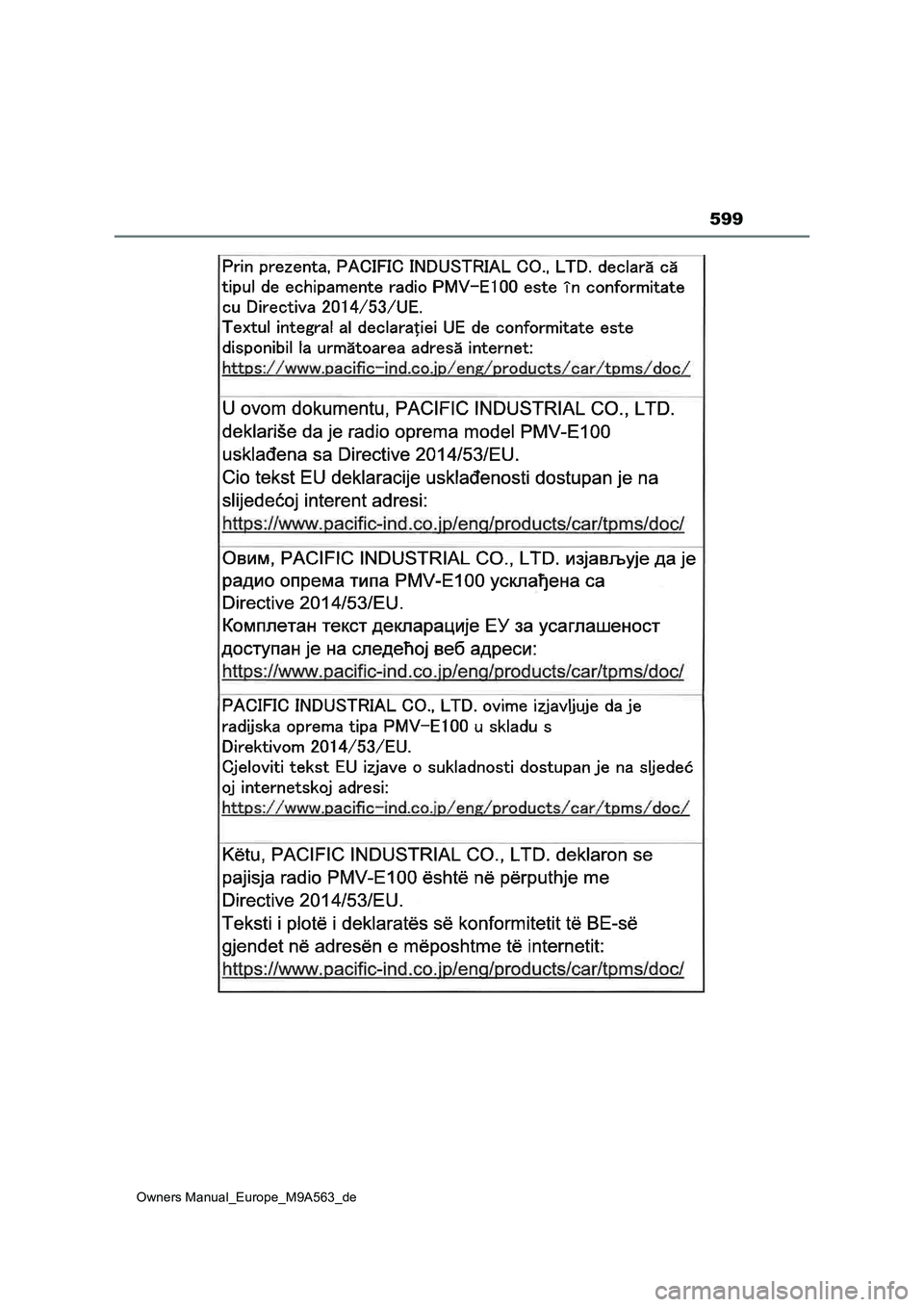 TOYOTA MIRAI 2023  Betriebsanleitungen (in German) 599
Owners Manual_Europe_M9A563_de 