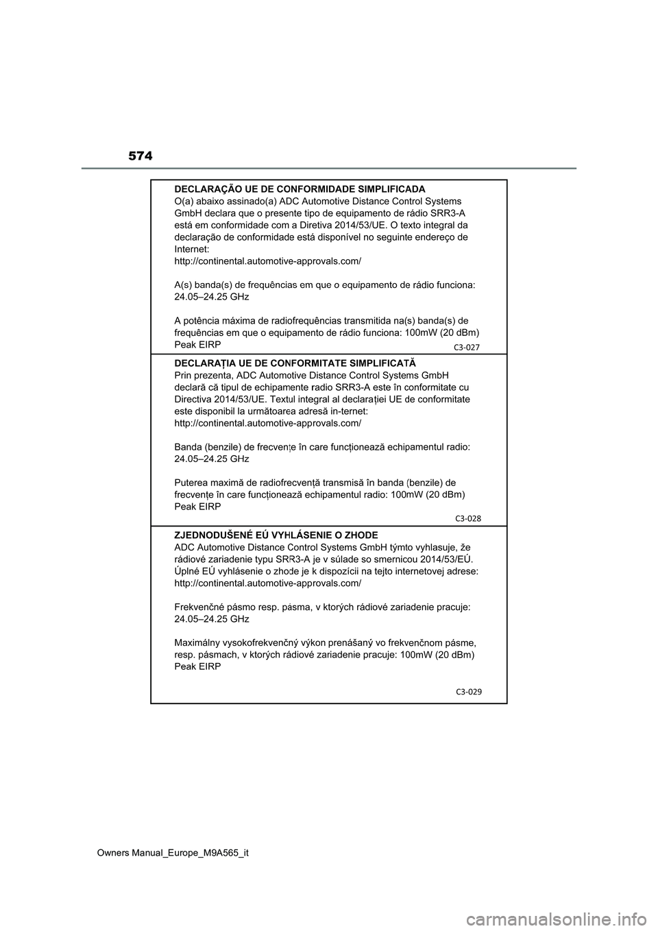 TOYOTA MIRAI 2023  Manuale duso (in Italian) 574
Owners Manual_Europe_M9A565_it 