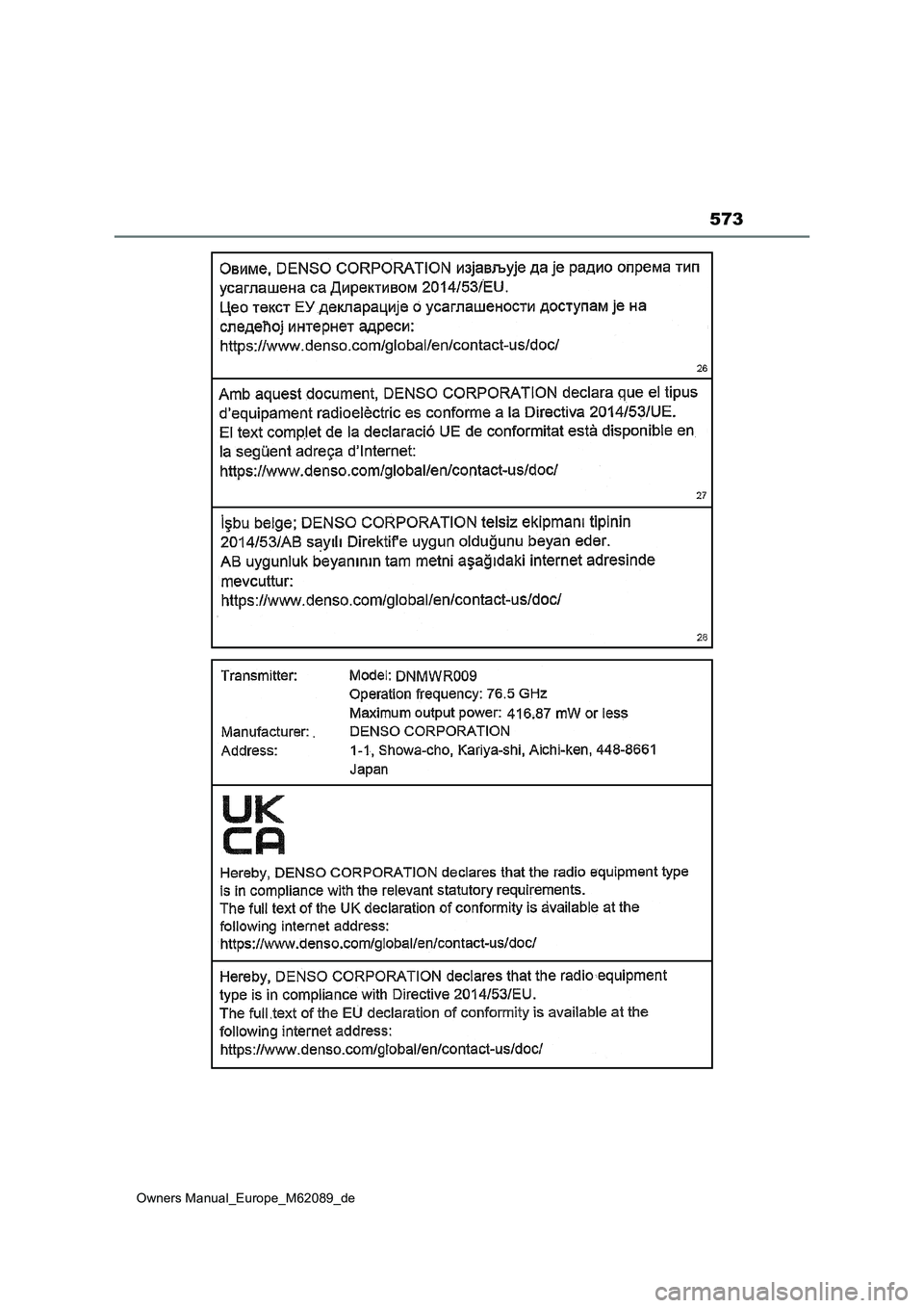 TOYOTA MIRAI 2022  Betriebsanleitungen (in German) 573
Owners Manual_Europe_M62089_de 