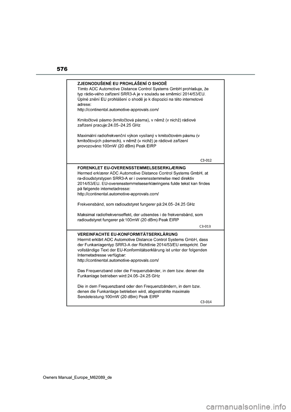 TOYOTA MIRAI 2022  Betriebsanleitungen (in German) 576
Owners Manual_Europe_M62089_de 