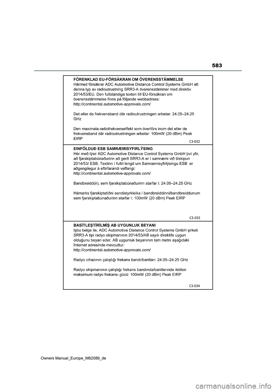 TOYOTA MIRAI 2022  Betriebsanleitungen (in German) 583
Owners Manual_Europe_M62089_de 