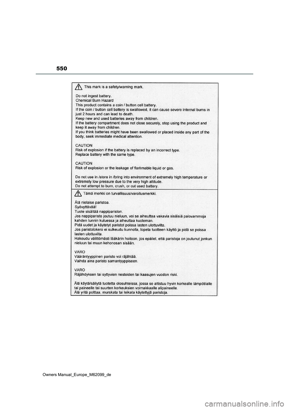 TOYOTA MIRAI 2021  Betriebsanleitungen (in German) 550
Owners Manual_Europe_M62099_de 