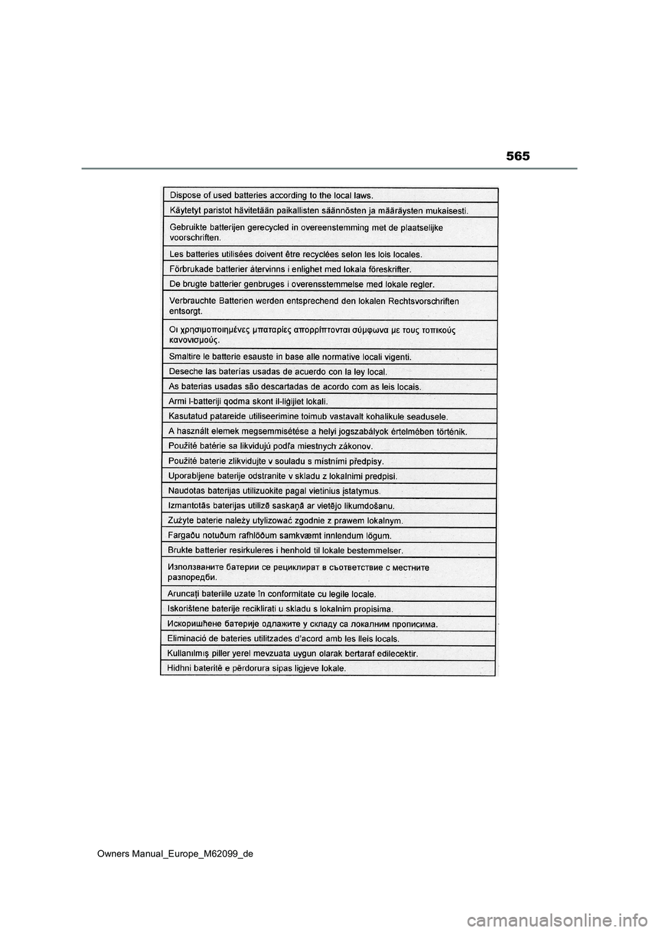 TOYOTA MIRAI 2021  Betriebsanleitungen (in German) 565
Owners Manual_Europe_M62099_de 