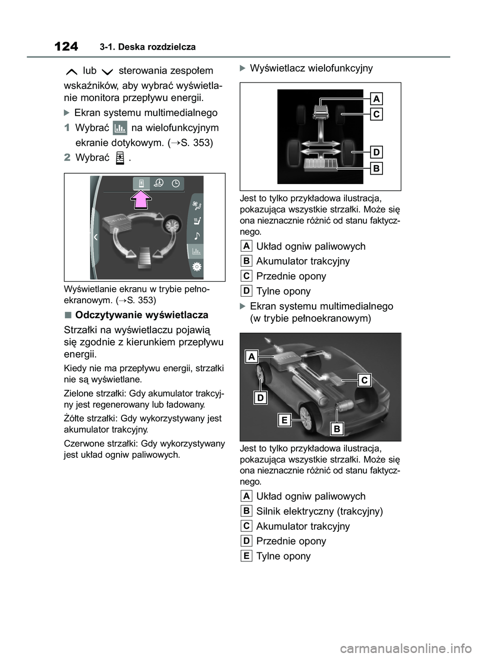 TOYOTA MIRAI 2021 Instrukcja obsługi (in Polish) lub sterowania zespo∏em
wskaêników, aby wybraç wyÊwietla-
nie monitora przep∏ywu energii.
óEkran systemu multimedialnego
1Wybraç na wielofunkcyjnym
ekranie dotykowym. (
S. 353)
2Wybraç TOYOTA MIRAI 2021 Instrukcja obsługi (in Polish) lub sterowania zespo∏em
wskaêników, aby wybraç wyÊwietla-
nie monitora przep∏ywu energii.
óEkran systemu multimedialnego
1Wybraç na wielofunkcyjnym
ekranie dotykowym. (
S. 353)
2Wybraç