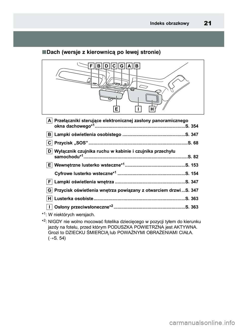 TOYOTA MIRAI 2021 Instrukcja obsługi (in Polish) Dach (wersje z kierownicà po lewej stronie)
Prze∏àczniki sterujàce elektronicznej zas∏ony panoramicznego
okna dachowego*1....................................................................... TOYOTA MIRAI 2021 Instrukcja obsługi (in Polish) Dach (wersje z kierownicà po lewej stronie)
Prze∏àczniki sterujàce elektronicznej zas∏ony panoramicznego
okna dachowego*1.......................................................................