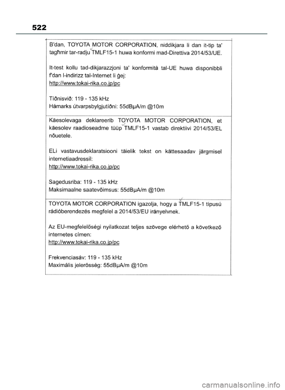 TOYOTA MIRAI 2021  Instrukcja obsługi (in Polish) 522
27 Mirai OM62097E  3/7/21  12:57  Page 522 