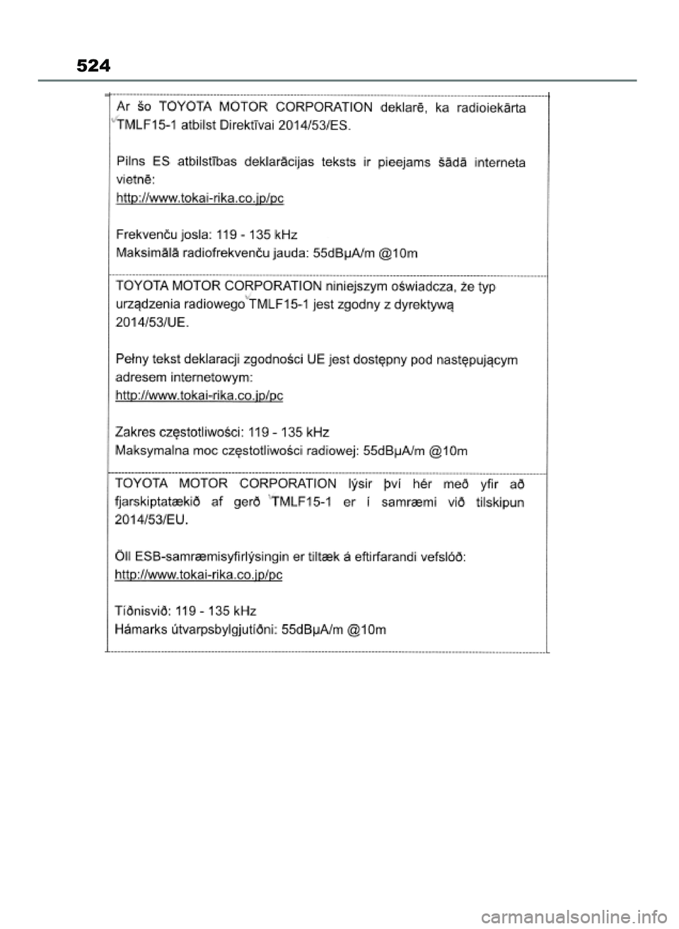 TOYOTA MIRAI 2021  Instrukcja obsługi (in Polish) 524
27 Mirai OM62097E  3/7/21  12:57  Page 524 