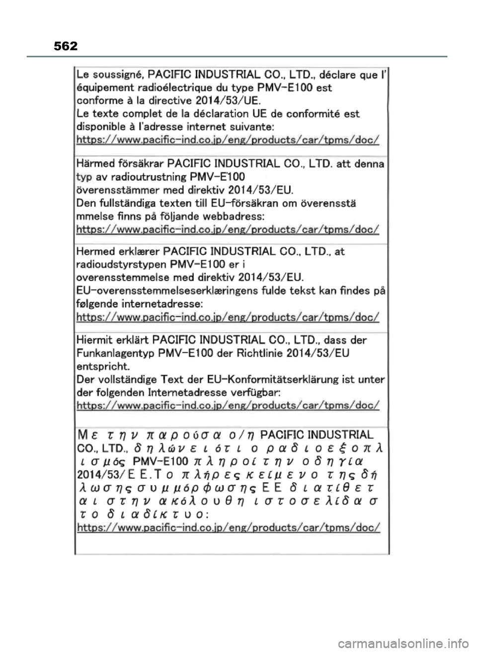 TOYOTA MIRAI 2021  Instrukcja obsługi (in Polish) 562
27 Mirai OM62097E  3/7/21  12:58  Page 562 