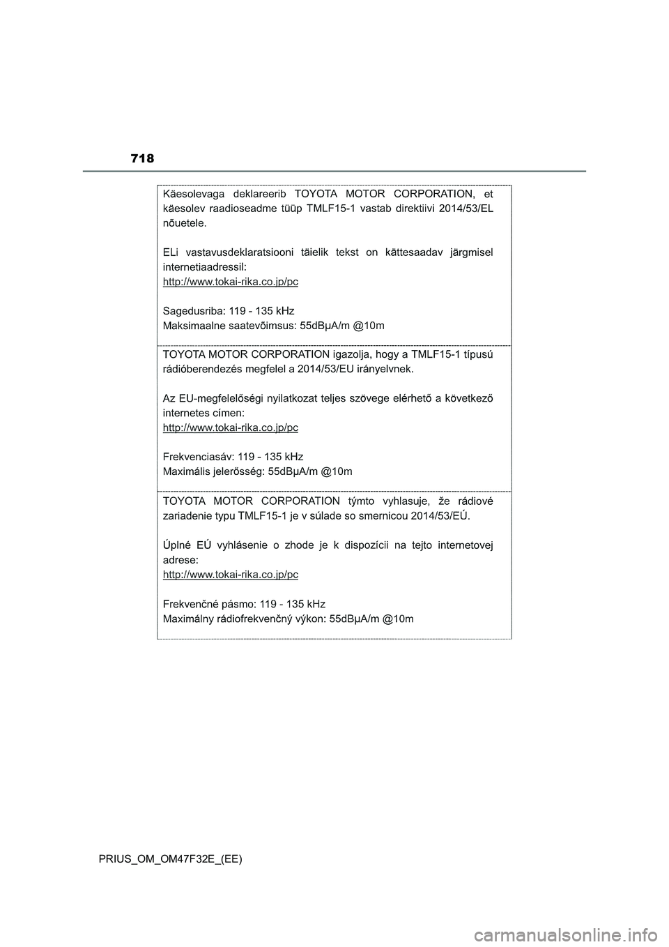 TOYOTA PRIUS 2023  Owners Manual 718
PRIUS_OM_OM47F32E_(EE) 